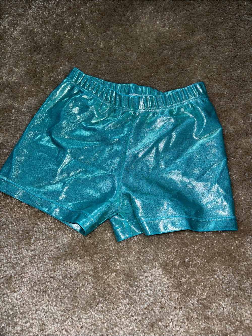 Girls' Shiny Teal Athletic Shorts